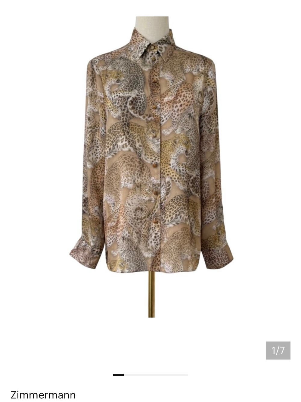 Zimmermann Rebellion Relaxed Shirt in Latte Leopard